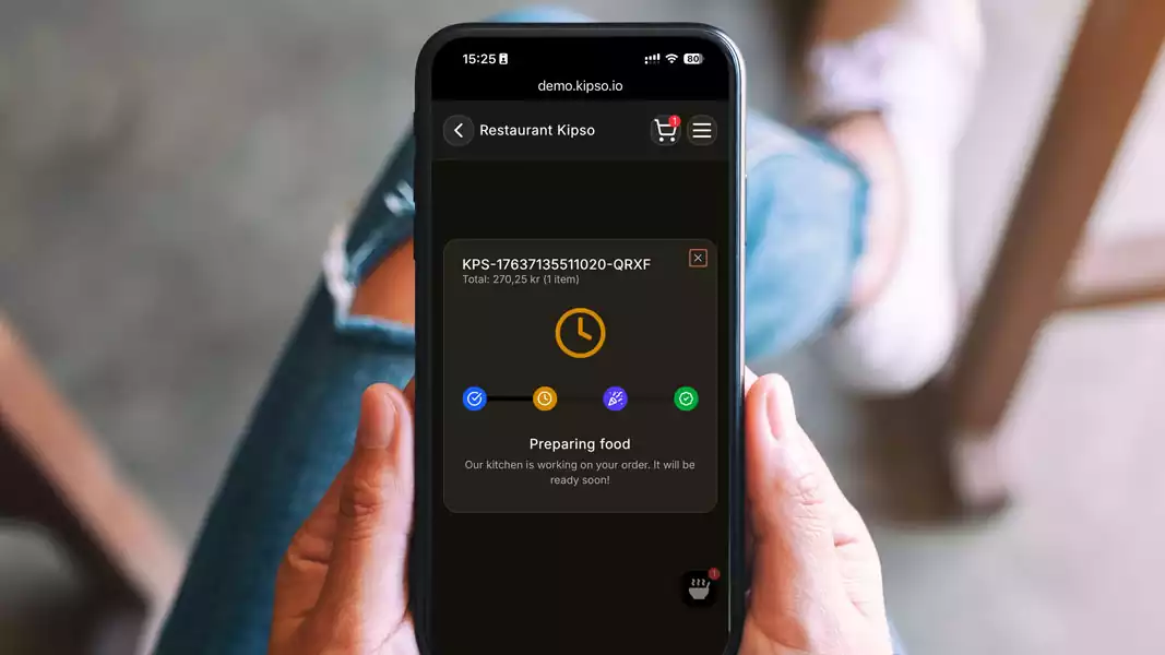 sanntidsoppdatering av takeawaybestilling